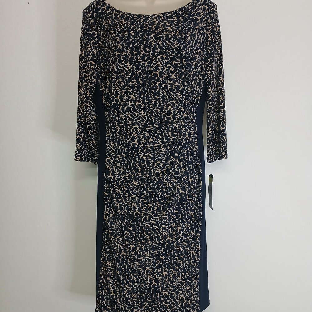 NWT Lauren by Ralph Lauren Midi Sheath Dress 3/4 sleeves - Size 12